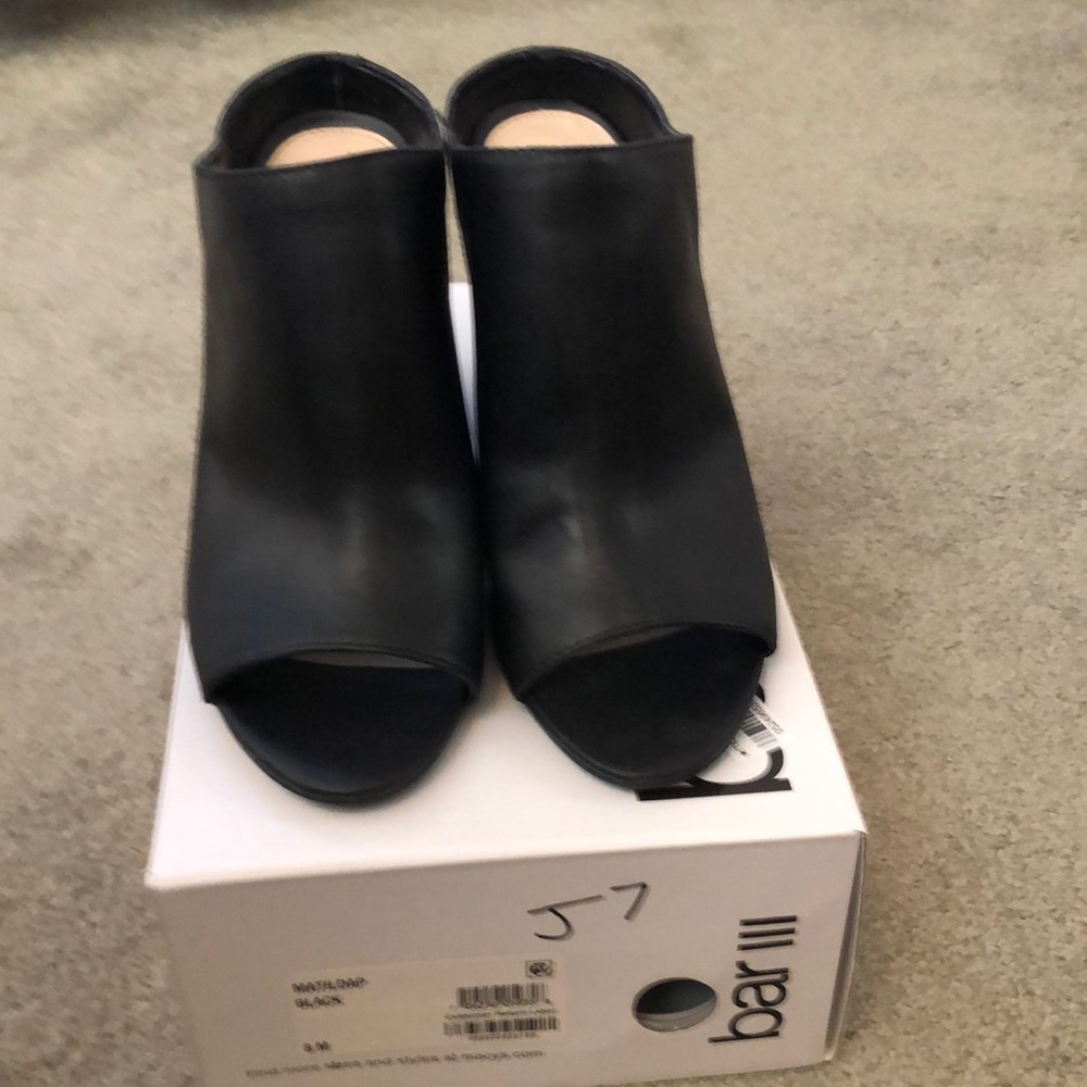 very cool black chunky faux leather slide-ons